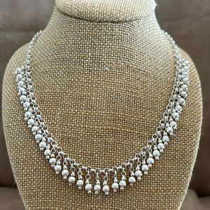 Oval Bid Fringe Chain Necklace